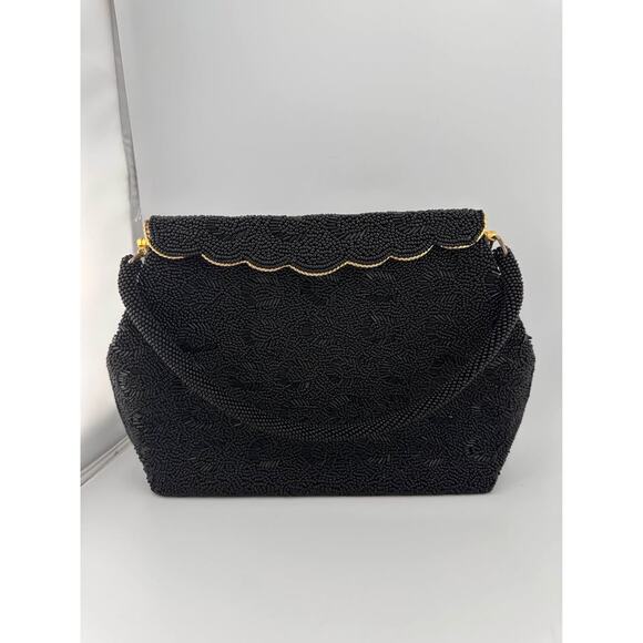 Vintage Black Beaded Evening Handbag - Picture 1 of 7